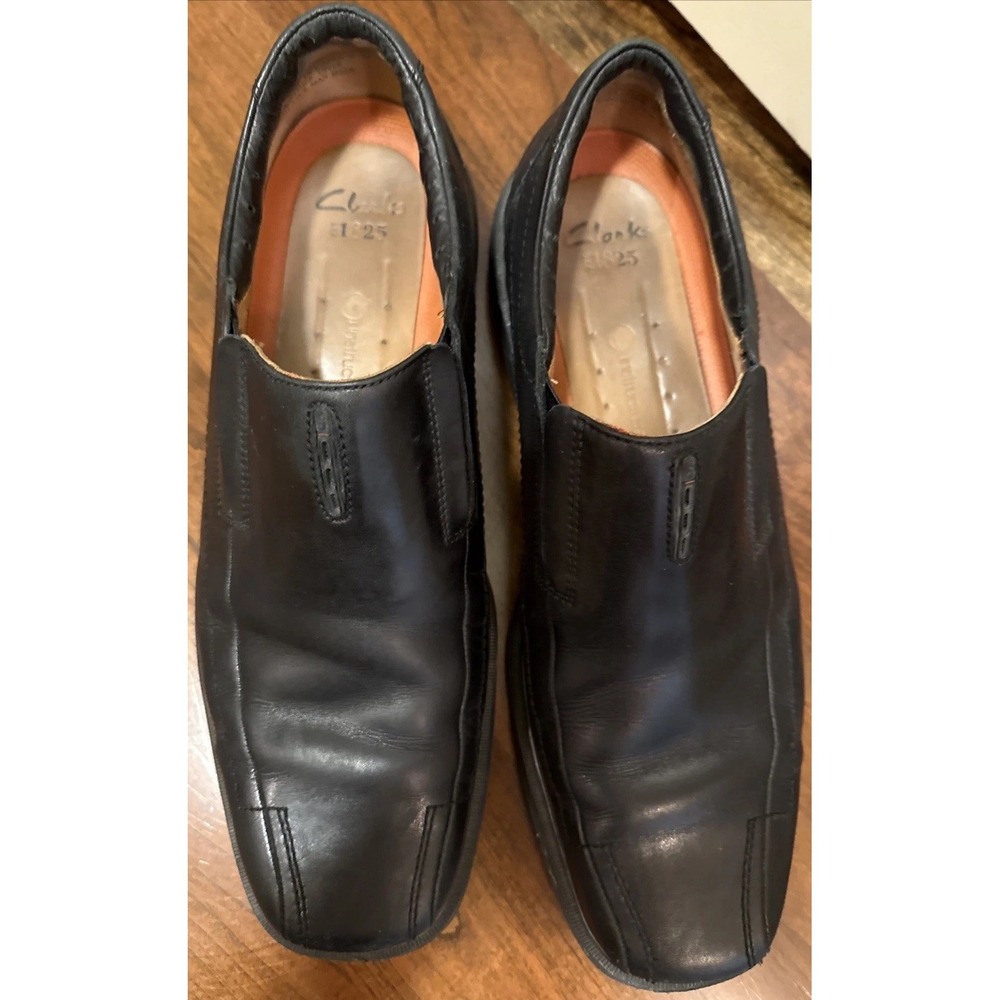 Clarks Men's 13M Black Classic Leather‎ Slip-On Unstructured Loafers